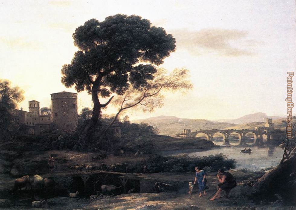 Claude Lorrain Landscape with Shepherds the Pont Molle